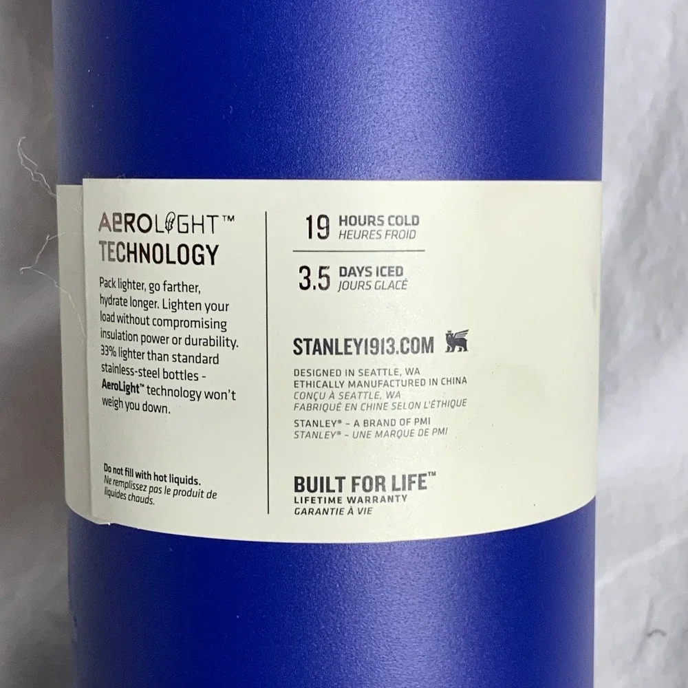 Stanley Aerolight Iceflow‎ Bottle 36 oz Blue Cap Carry Lid Insulated - Picture 7 of 9